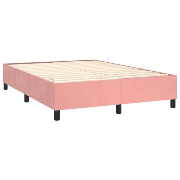 vidaXL Ramsäng med madrass rosa & LED 140x200 cm sammet