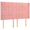 Miniatyrbild 7 av 8: vidaXL Ramsäng med madrass rosa & LED 140x200 cm sammet