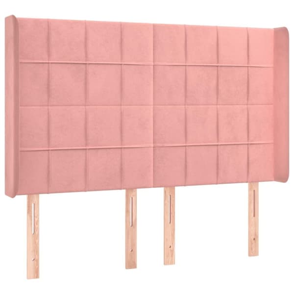 vidaXL Ramsäng med madrass rosa & LED 140x200 cm sammet