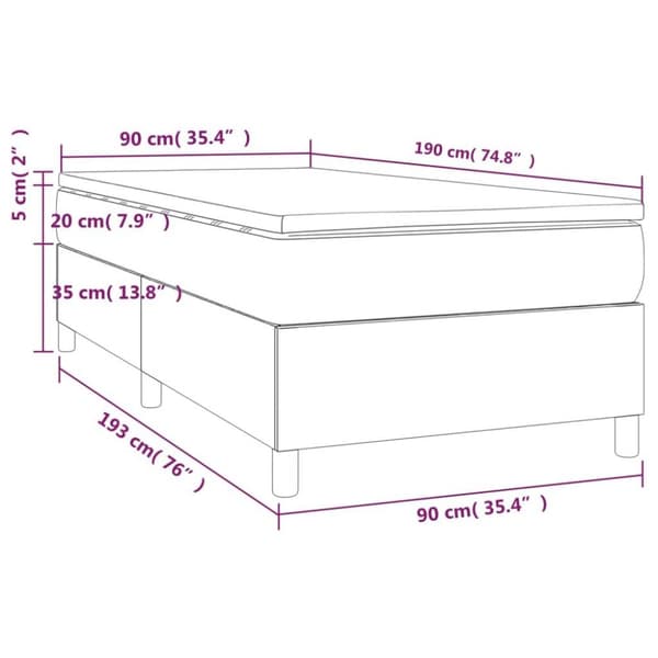 vidaXL Ramsäng med madrass ljusgrå 90x190 cm tyg