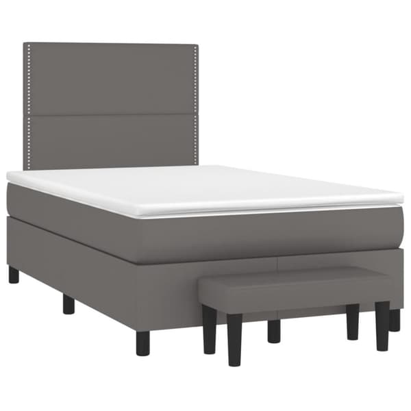 vidaXL Ramsäng med madrass grå 120x200 cm konstläder