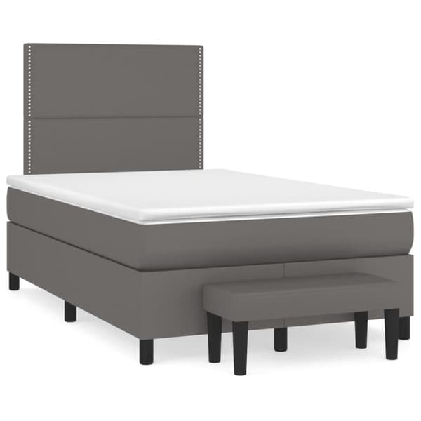 vidaXL Ramsäng med madrass grå 120x200 cm konstläder