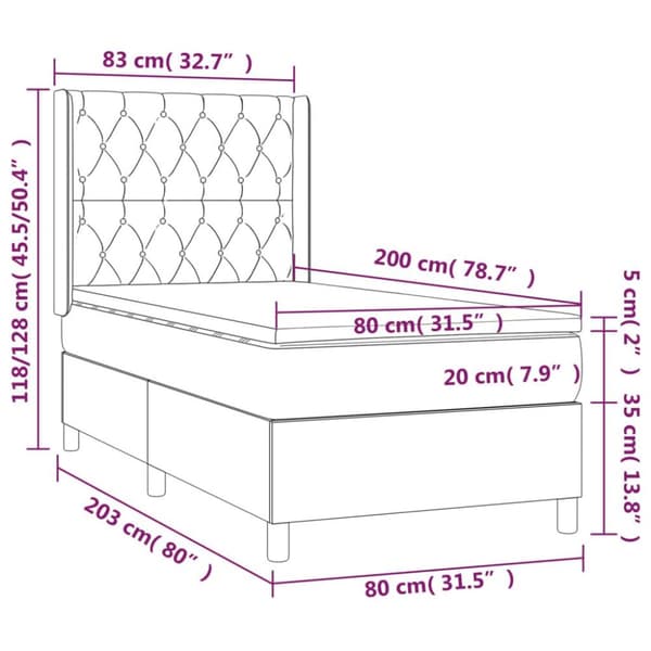 vidaXL Ramsäng med madrass mörkblå 80x200 cm sammet
