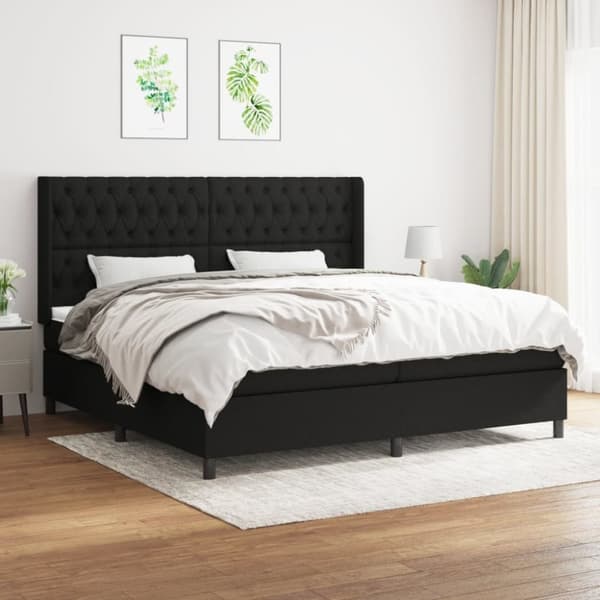 vidaXL Ramsäng med madrass svart 200x200 cm tyg