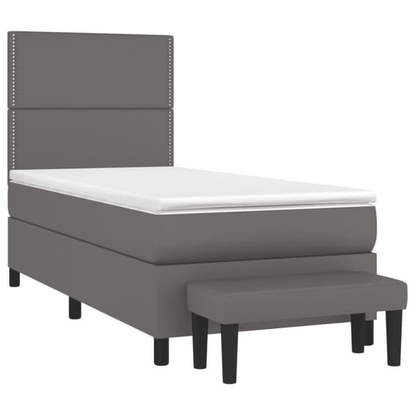 vidaXL Ramsäng med madrass grå 90x190 cm konstläder