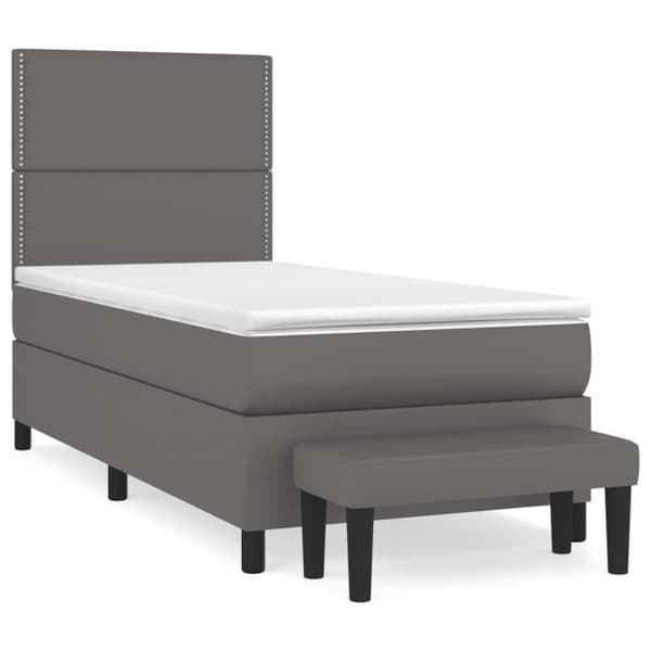 vidaXL Ramsäng med madrass grå 90x190 cm konstläder