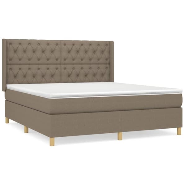 vidaXL Ramsäng med madrass taupe 160x200 cm tyg