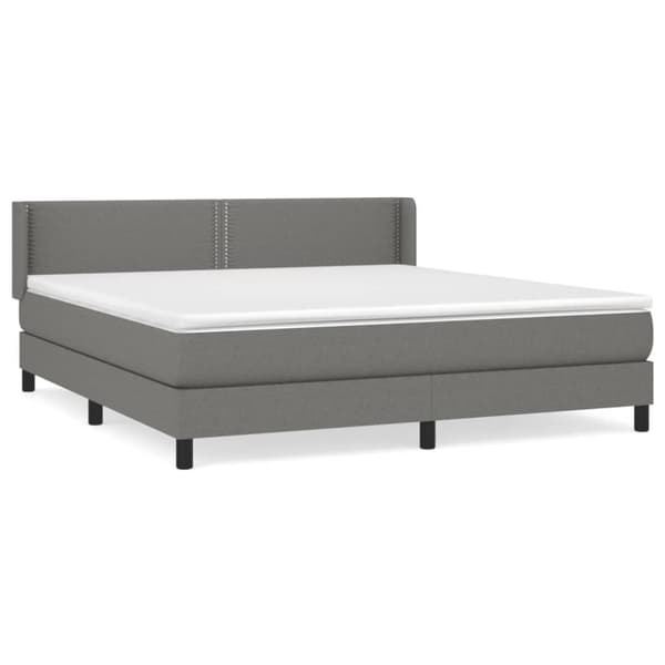vidaXL Ramsäng med madrass mörkgrå 160x200 cm tyg