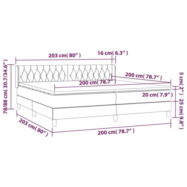 vidaXL Ramsäng med madrass svart 200x200 cm tyg
