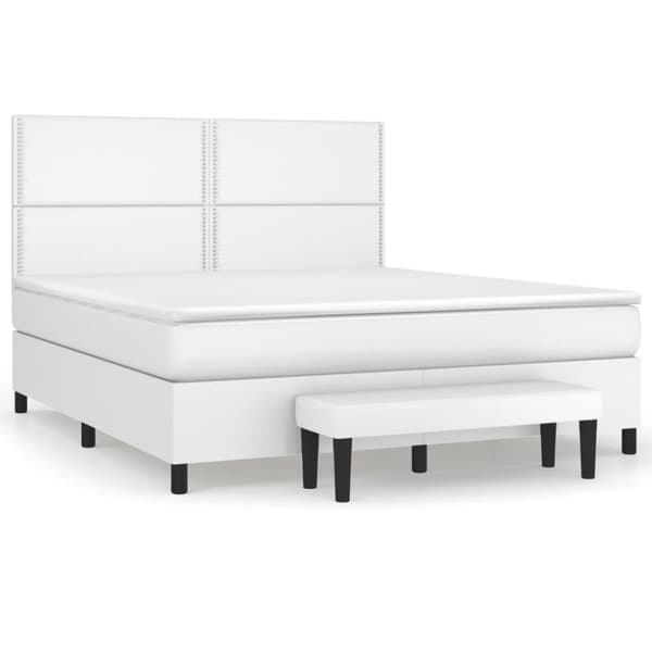 vidaXL Ramsäng med madrass vit 180x200 cm konstläder
