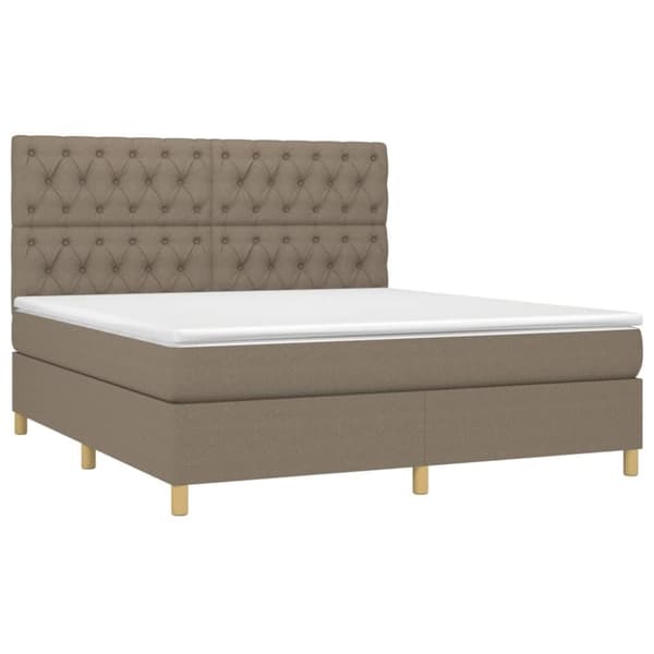vidaXL Ramsäng med madrass & LED taupe 160x200 cm tyg