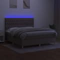 Miniatyrbild 4 av 8: vidaXL Ramsäng med madrass & LED taupe 160x200 cm tyg