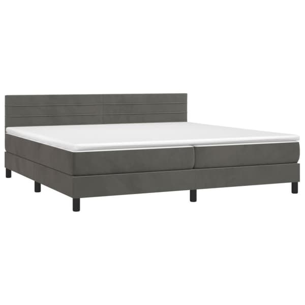 vidaXL Ramsäng med madrass & LED mörkgrå 200x200 cm sammet