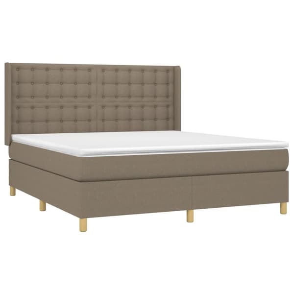 vidaXL Ramsäng med madrass taupe 160x200 cm tyg