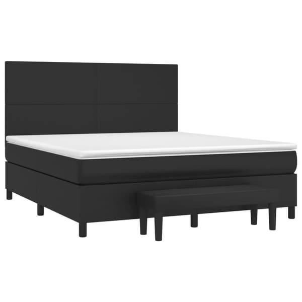 vidaXL Ramsäng med madrass svart 180x200 cm konstläder