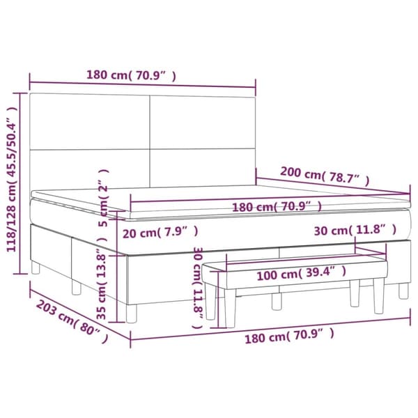 vidaXL Ramsäng med madrass svart 180x200 cm konstläder