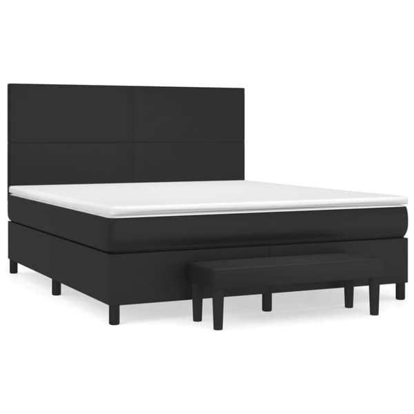 vidaXL Ramsäng med madrass svart 180x200 cm konstläder