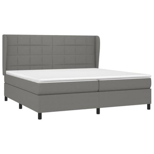 vidaXL Ramsäng med madrass mörkgrå 200x200 cm tyg