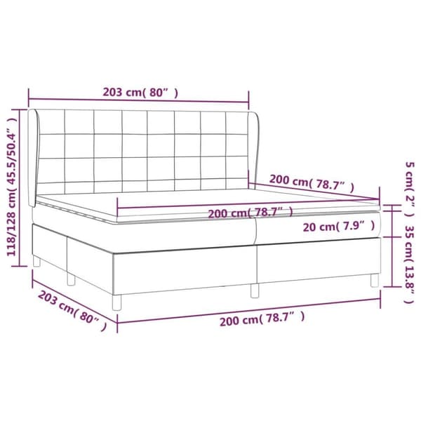 vidaXL Ramsäng med madrass mörkgrå 200x200 cm tyg