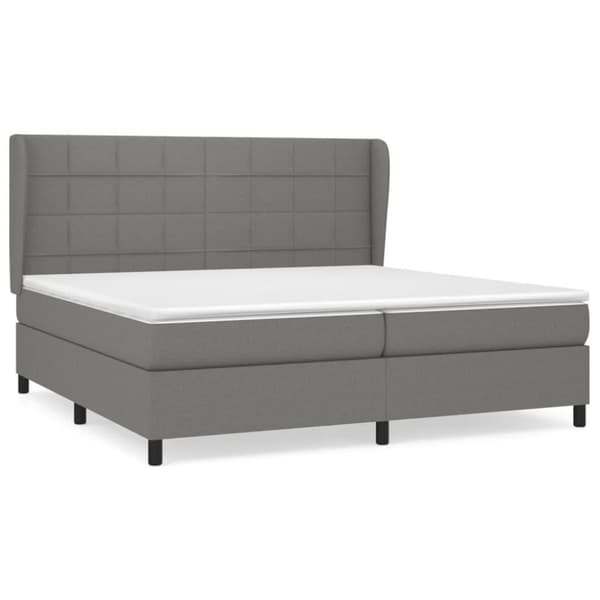 vidaXL Ramsäng med madrass mörkgrå 200x200 cm tyg