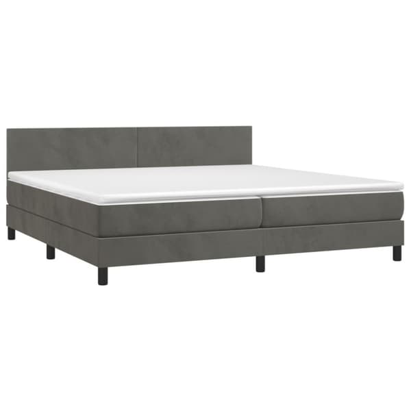 vidaXL Ramsäng med madrass & LED mörkgrå 200x200 cm sammet