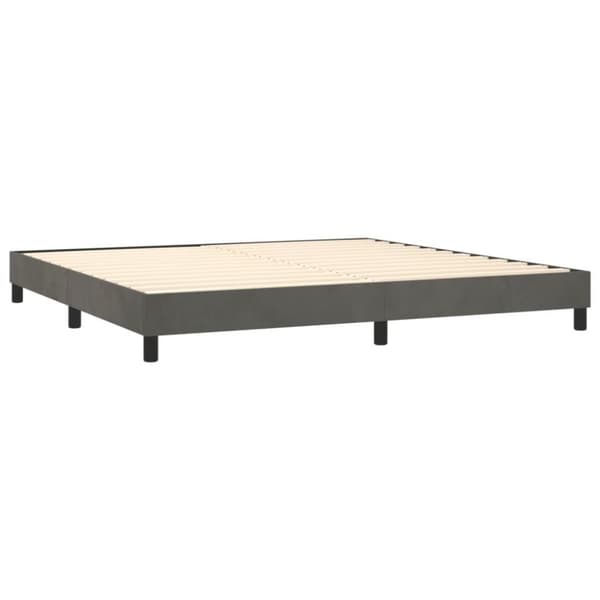 vidaXL Ramsäng med madrass & LED mörkgrå 200x200 cm sammet