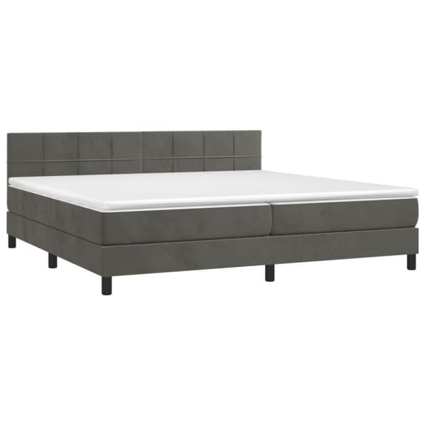vidaXL Ramsäng med madrass & LED mörkgrå 200x200 cm sammet