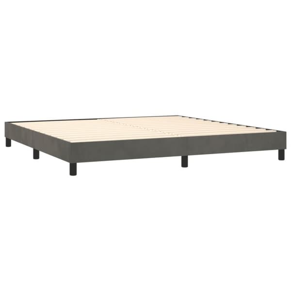 vidaXL Ramsäng med madrass & LED mörkgrå 200x200 cm sammet