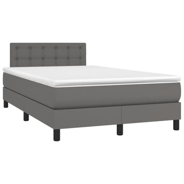vidaXL Ramsäng med madrass grå 120x200 cm konstläder