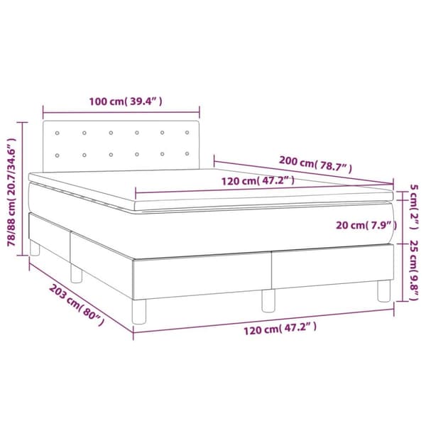 vidaXL Ramsäng med madrass grå 120x200 cm konstläder