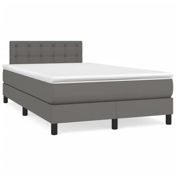 vidaXL Ramsäng med madrass grå 120x200 cm konstläder
