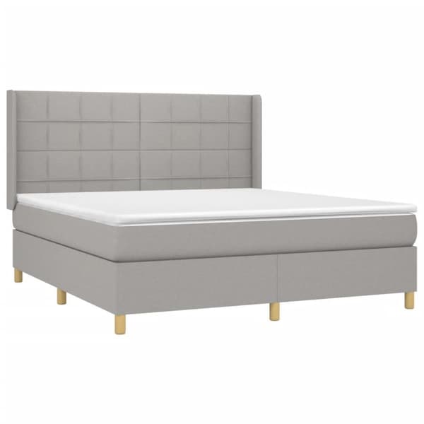 vidaXL Ramsäng med madrass & LED ljusgrå 160x200 cm tyg