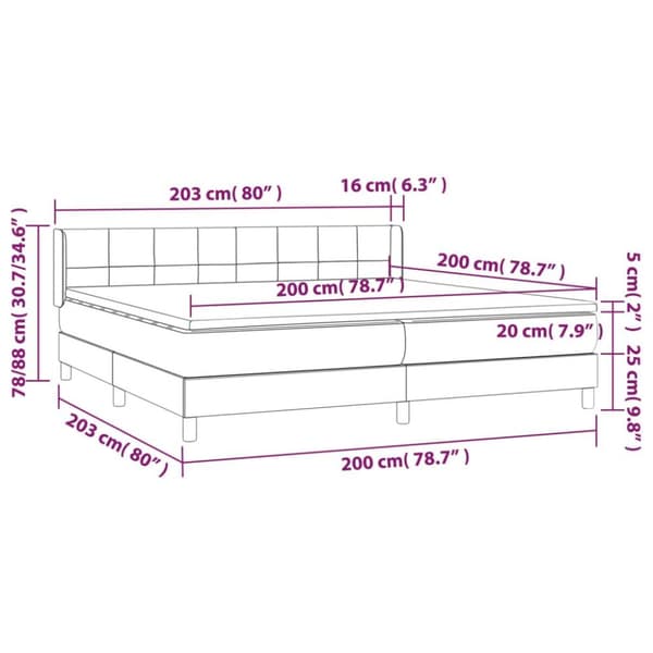 vidaXL Ramsäng med madrass ljusgrå 200x200 cm sammet
