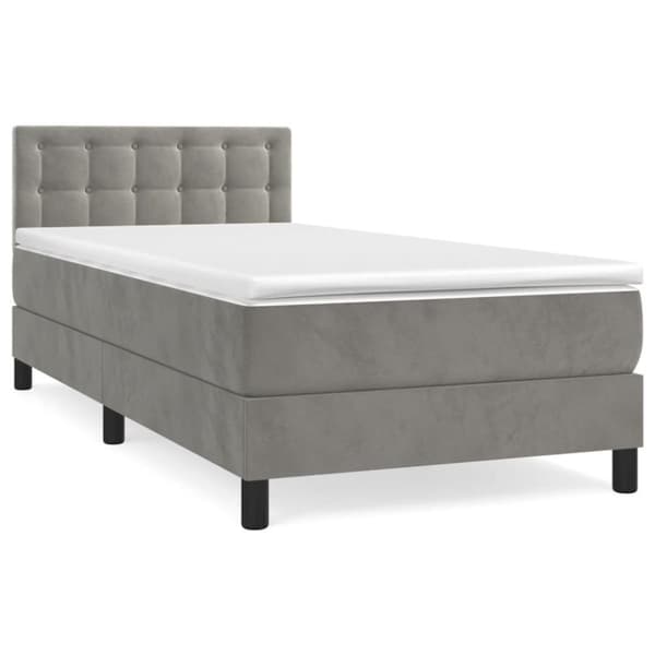 vidaXL Ramsäng med madrass ljusgrå 90x200 cm sammet