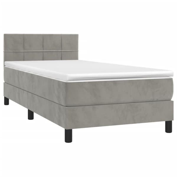 vidaXL Ramsäng med madrass ljusgrå 90x200 cm sammet