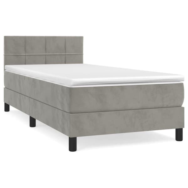 vidaXL Ramsäng med madrass ljusgrå 90x200 cm sammet