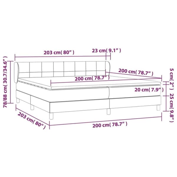 vidaXL Ramsäng med madrass svart 200x200 cm sammet