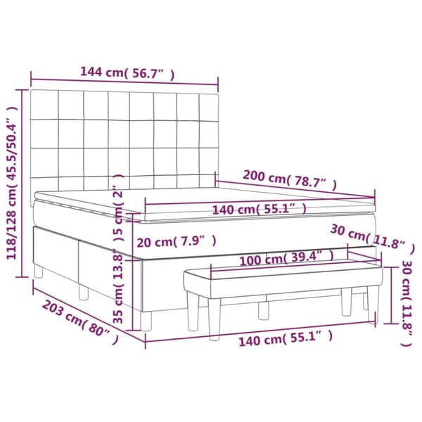 vidaXL Ramsäng med madrass blå 140x200 cm tyg