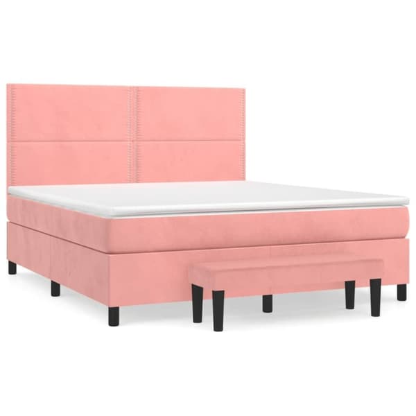 vidaXL Ramsäng med madrass rosa 160x200 cm sammet