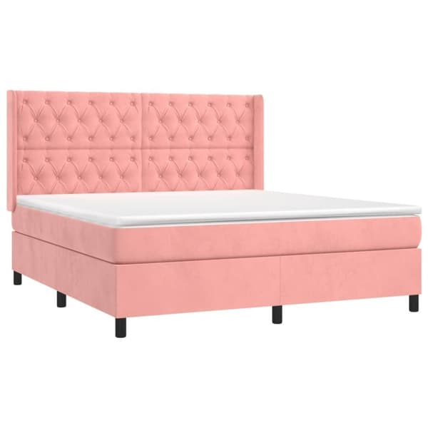 vidaXL Ramsäng med madrass rosa 160x200 cm sammet