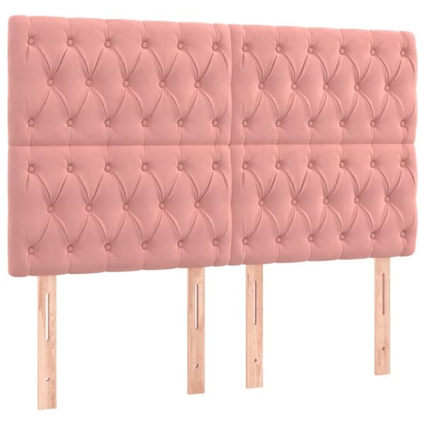 vidaXL Ramsäng med madrass rosa 160x200 cm sammet