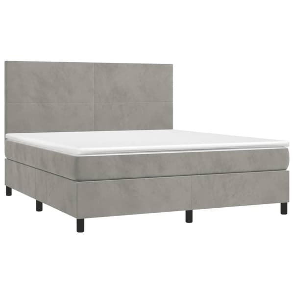 vidaXL Ramsäng med madrass ljusgrå 160x200 cm sammet