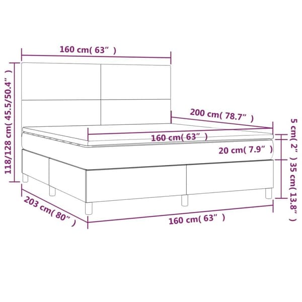 vidaXL Ramsäng med madrass ljusgrå 160x200 cm sammet