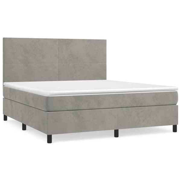 vidaXL Ramsäng med madrass ljusgrå 160x200 cm sammet