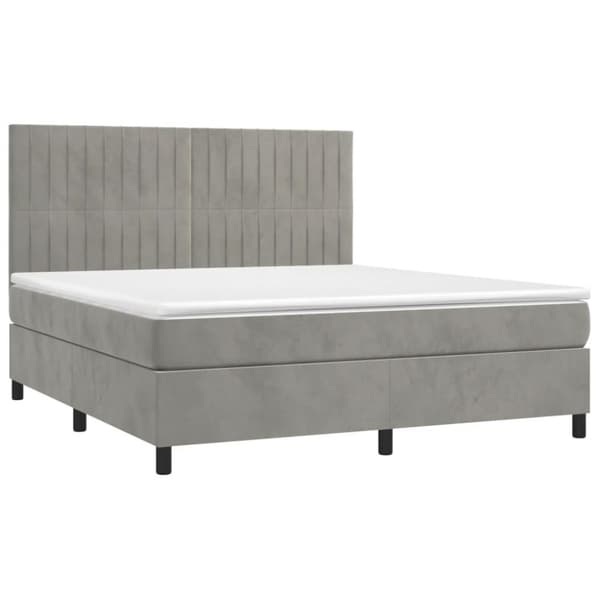 vidaXL Ramsäng med madrass ljusgrå 160x200 cm sammet