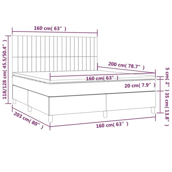 vidaXL Ramsäng med madrass ljusgrå 160x200 cm sammet