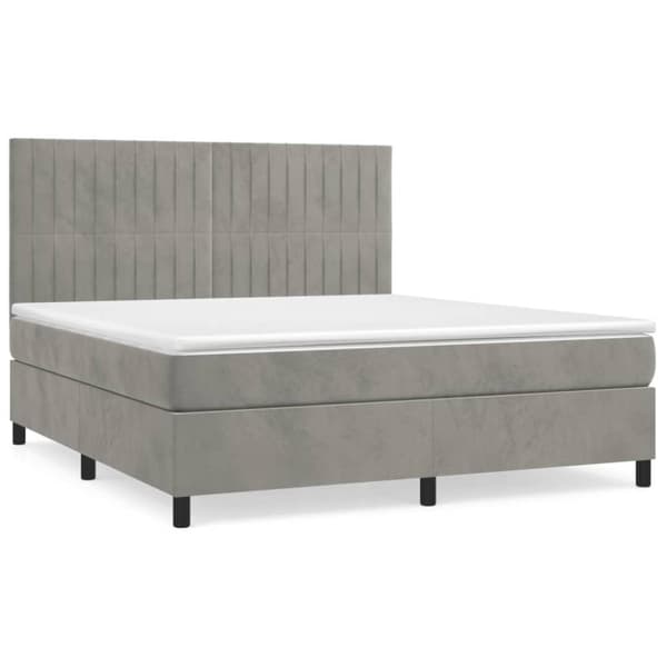 vidaXL Ramsäng med madrass ljusgrå 160x200 cm sammet