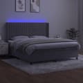 Miniatyrbild 3 av 8: vidaXL Ramsäng med madrass & LED ljusgrå 160x200 cm sammet