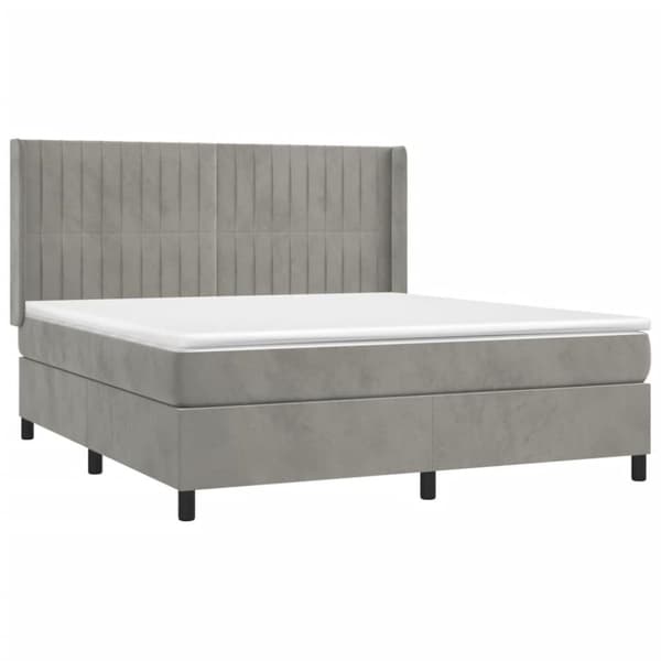 vidaXL Ramsäng med madrass & LED ljusgrå 160x200 cm sammet