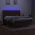 Miniatyrbild 3 av 10: vidaXL Ramsäng med madrass & LED mörkbrun 160x200 cm tyg